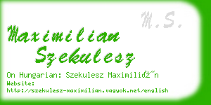 maximilian szekulesz business card